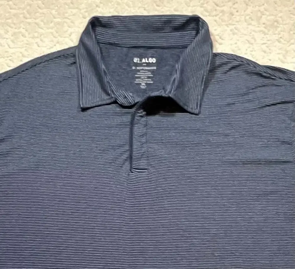 01. ALGO Performance Striped Polo Shirt Men's 3XL Blue Quick Dry